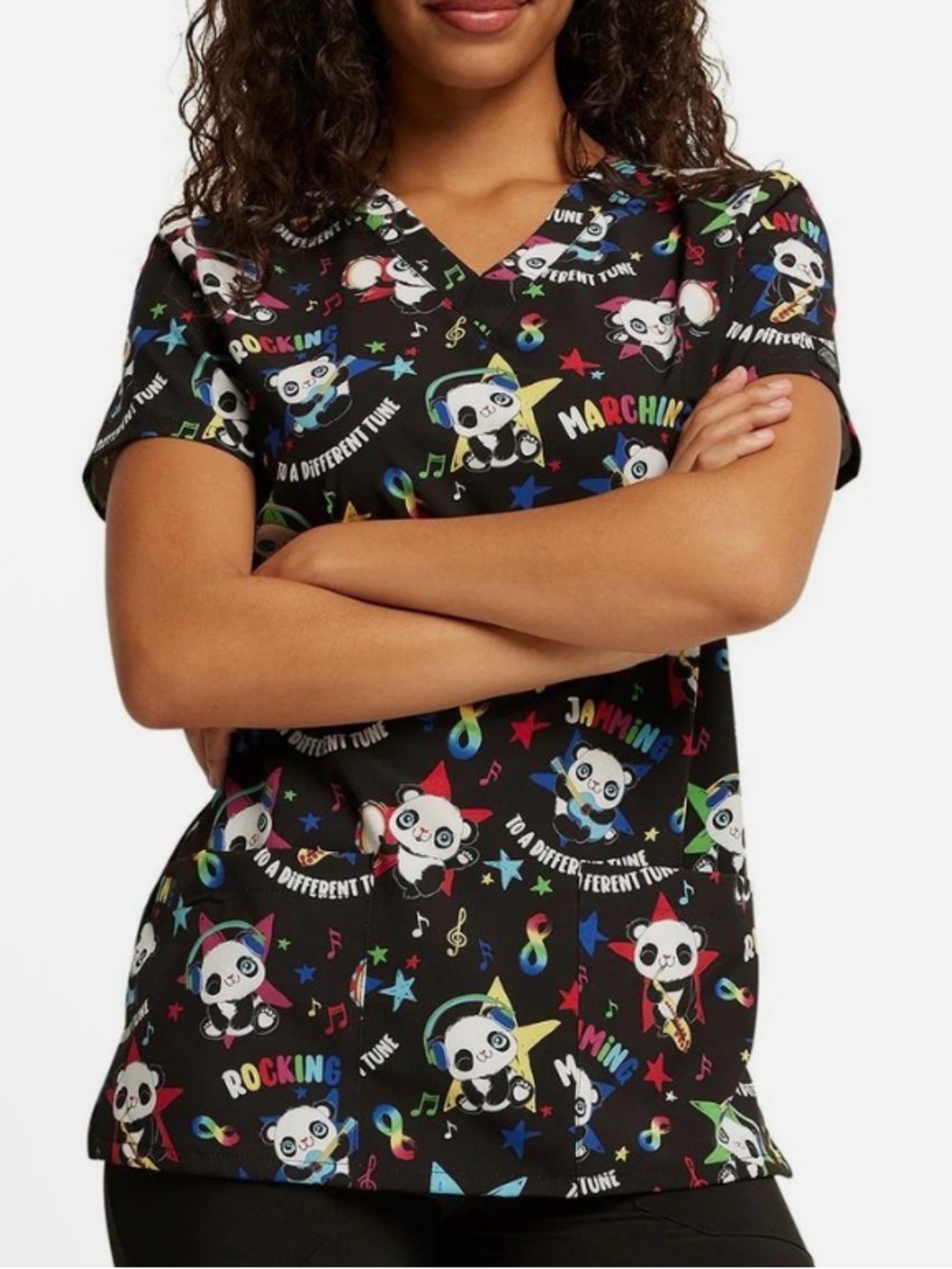 New Dickies “Different Tune” Autism Awareness Women Small S Pandas Black